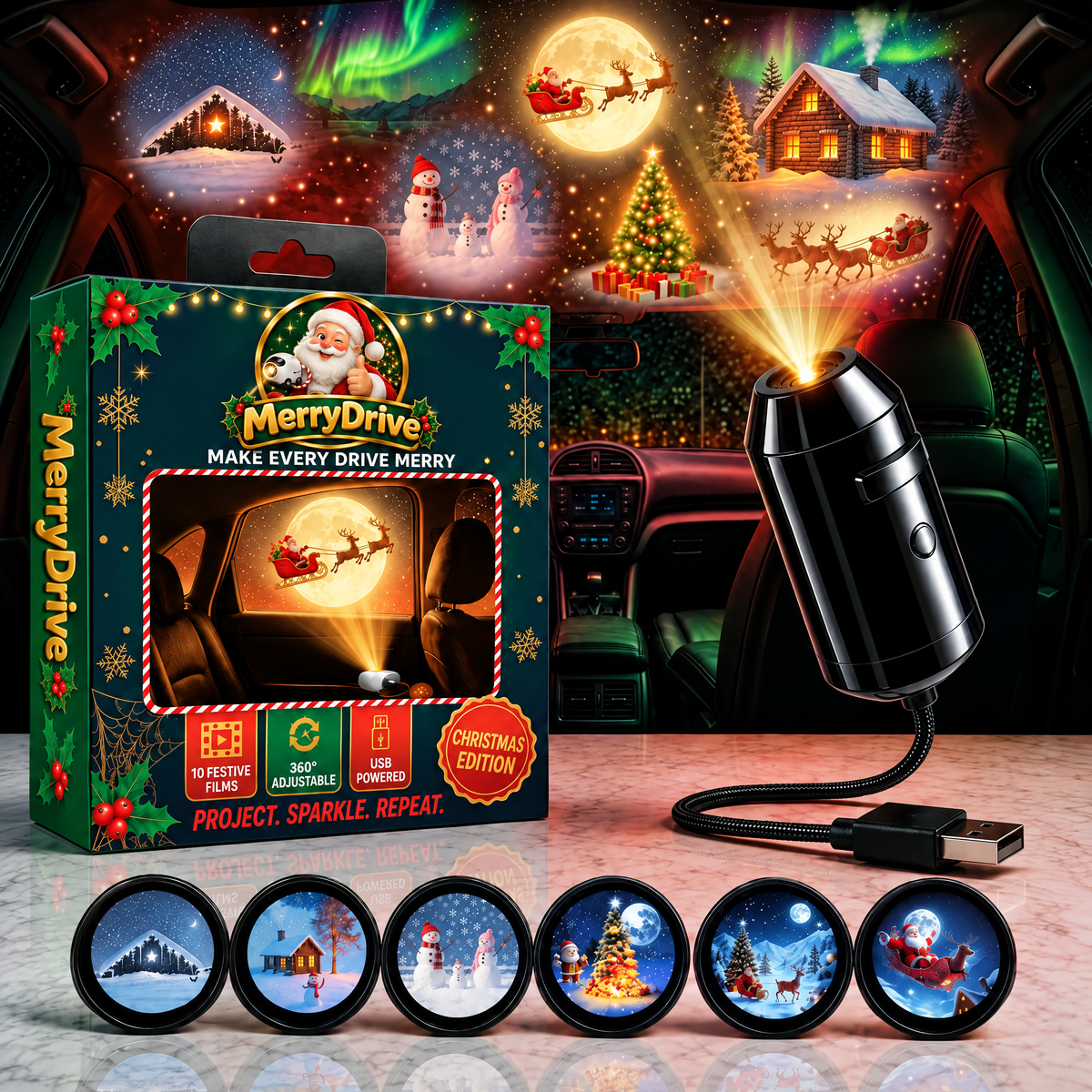 MerryDrive Car Window Projector